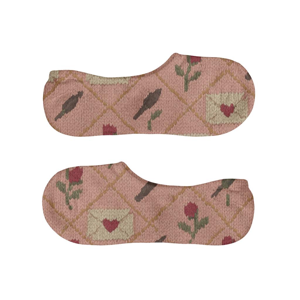 Knitted Illusion Valentines Love Letter Envelope Lattice anti-slip no-show socks