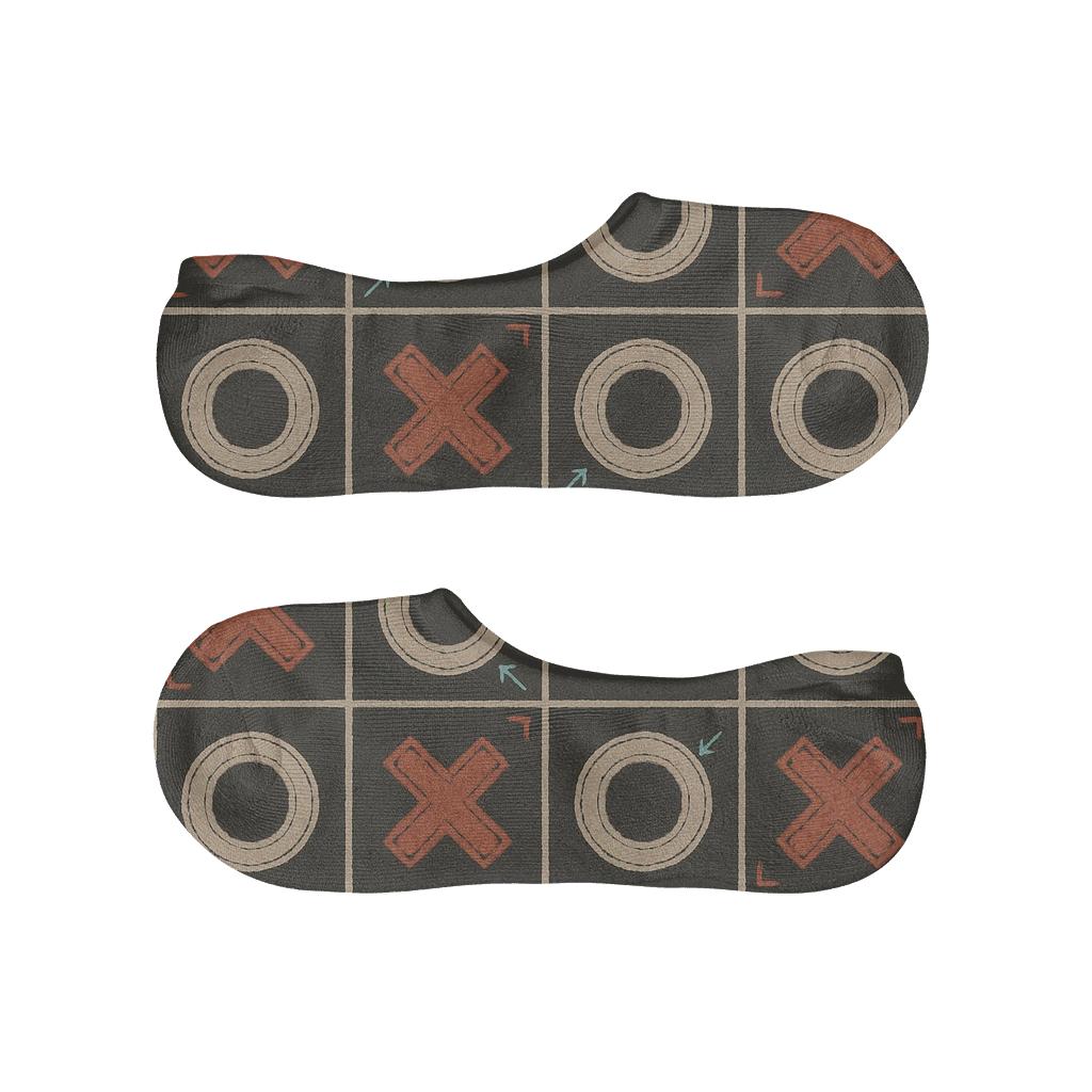 Vintage Game Board Aesthetic XO Pattern, Valentines Xo Icons anti-slip no-show socks