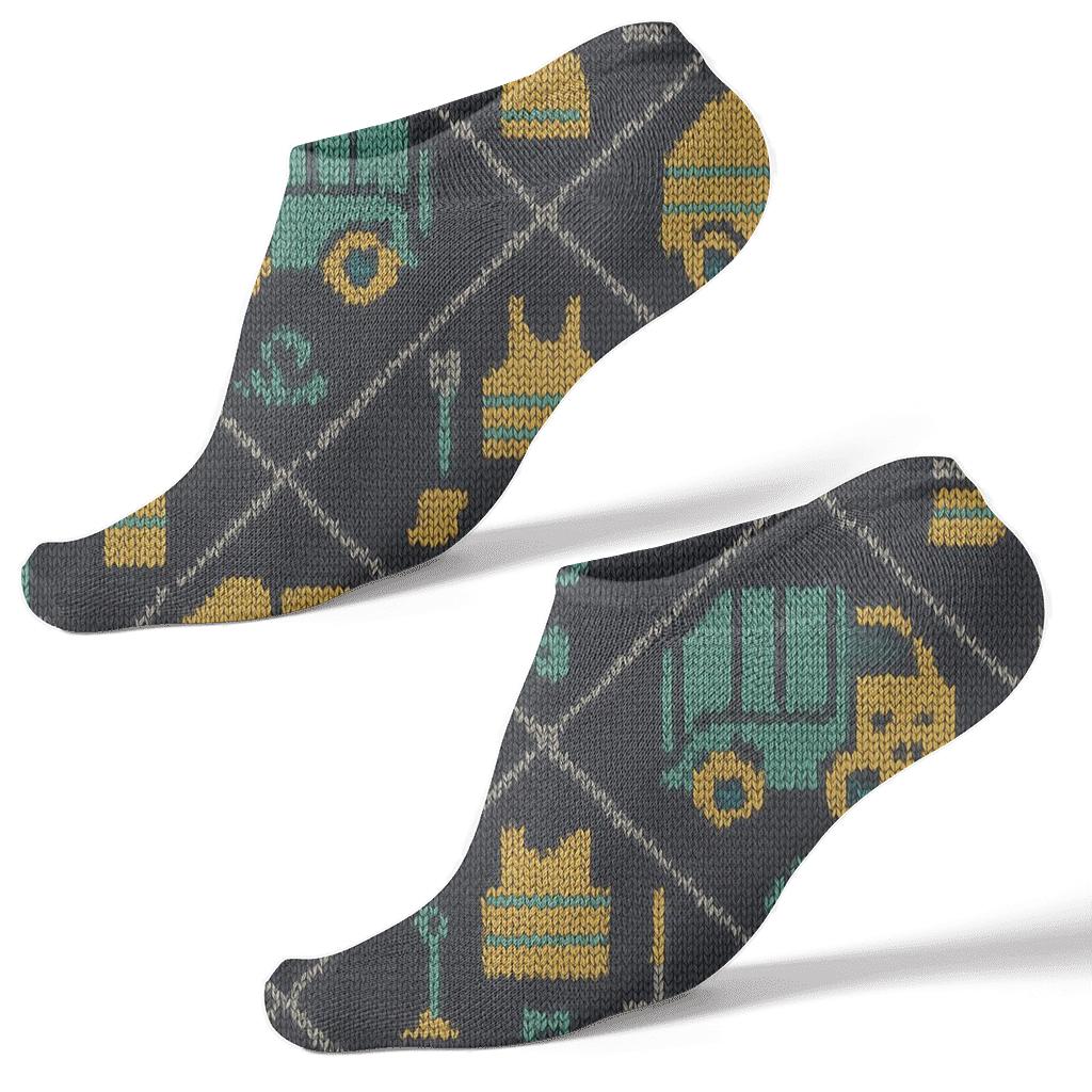 Knitted Illusion Sanitation Worker Motif Lattice custom ankle socks