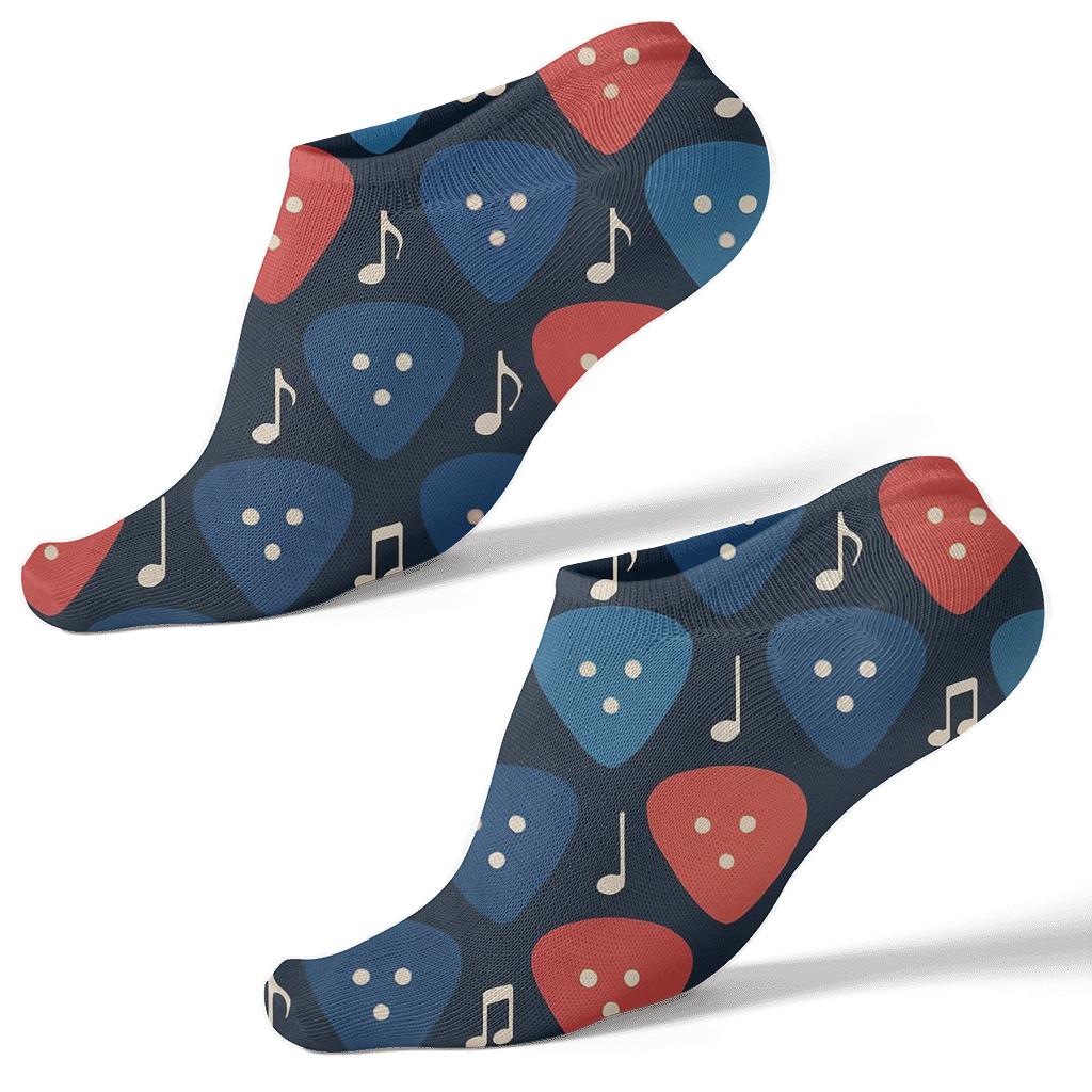 Guitar Pick Honeycomb Tessellation On Deep Blue soft everyday ankle socks
