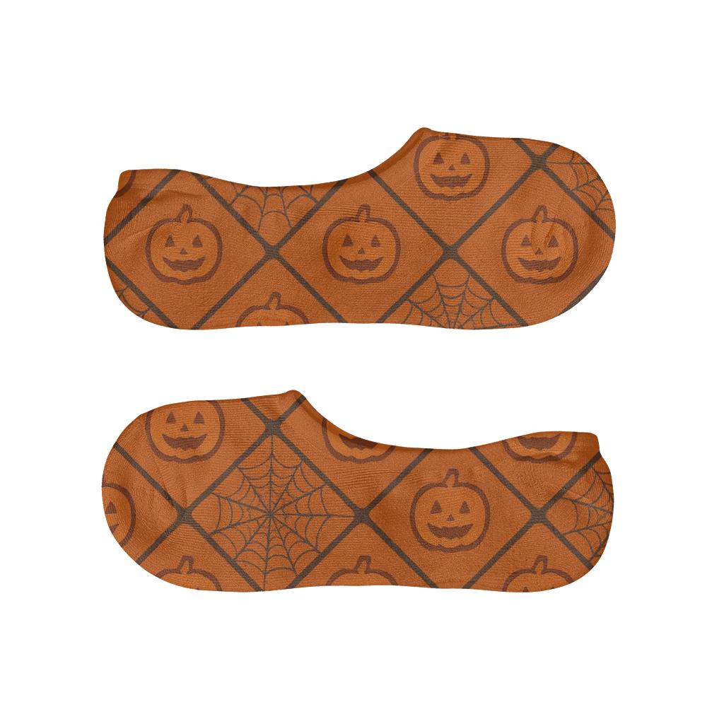Pumpkin Vine Lattice And Web Crosshatch On Orange Background comfortable low-cut socks