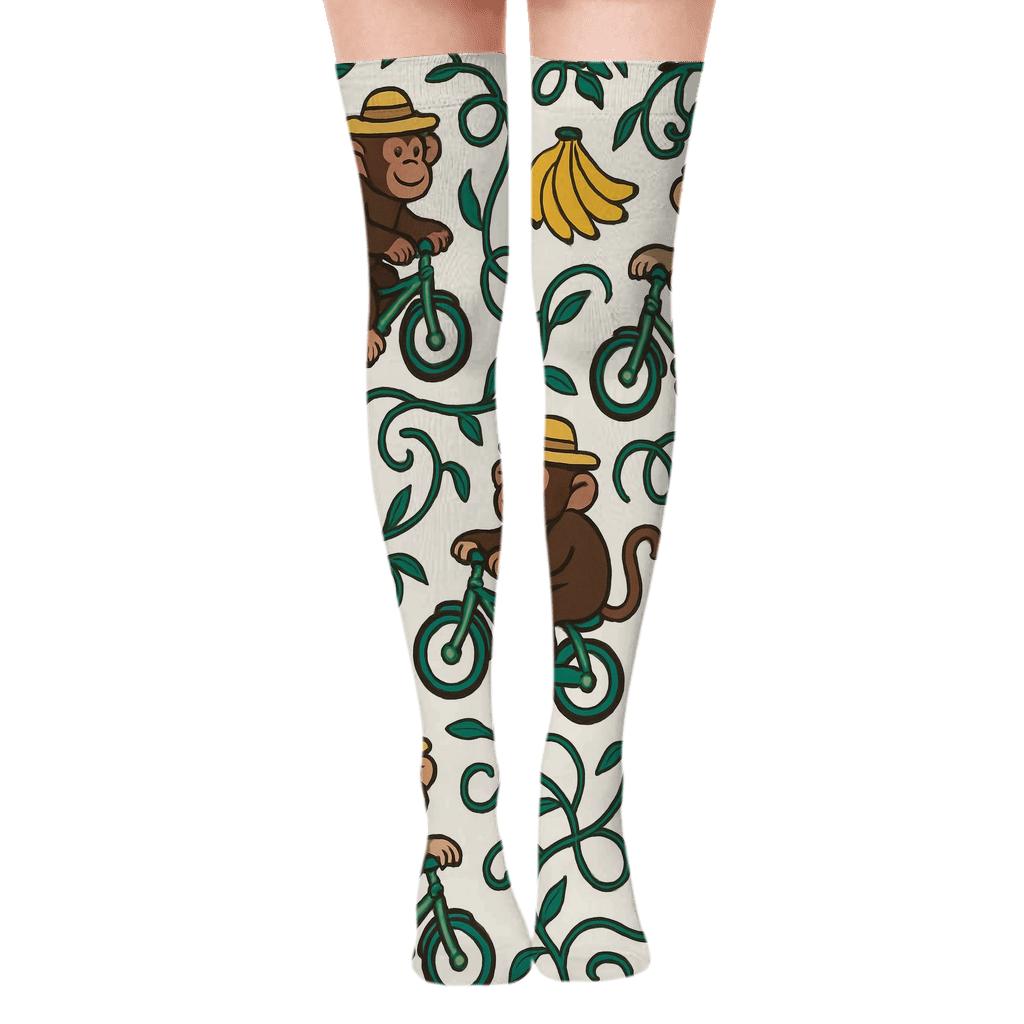 Coconut Grove Parade In Ape Repeat trendy patterned over-the-knee socks