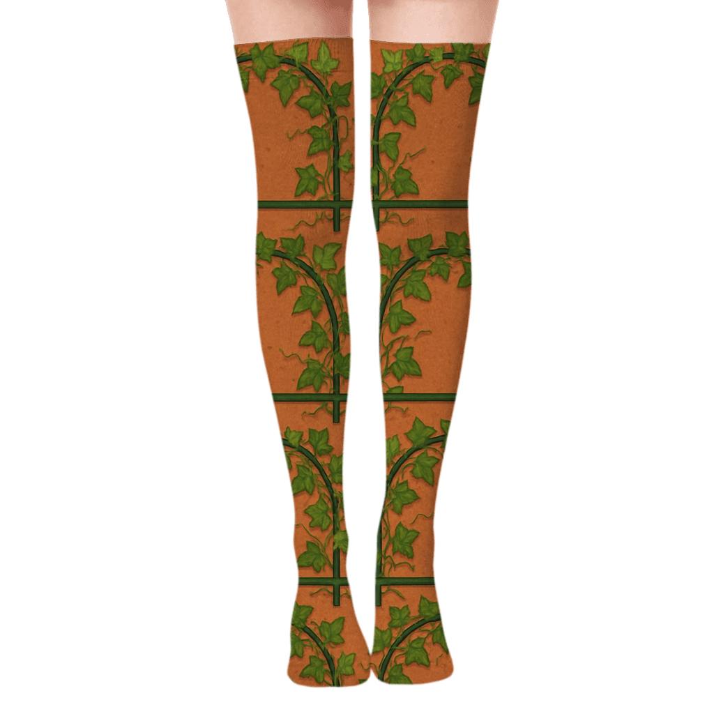 Ivy Arch Trellis Bands On Warm Terracotta stylish fashion over-the-knee socks