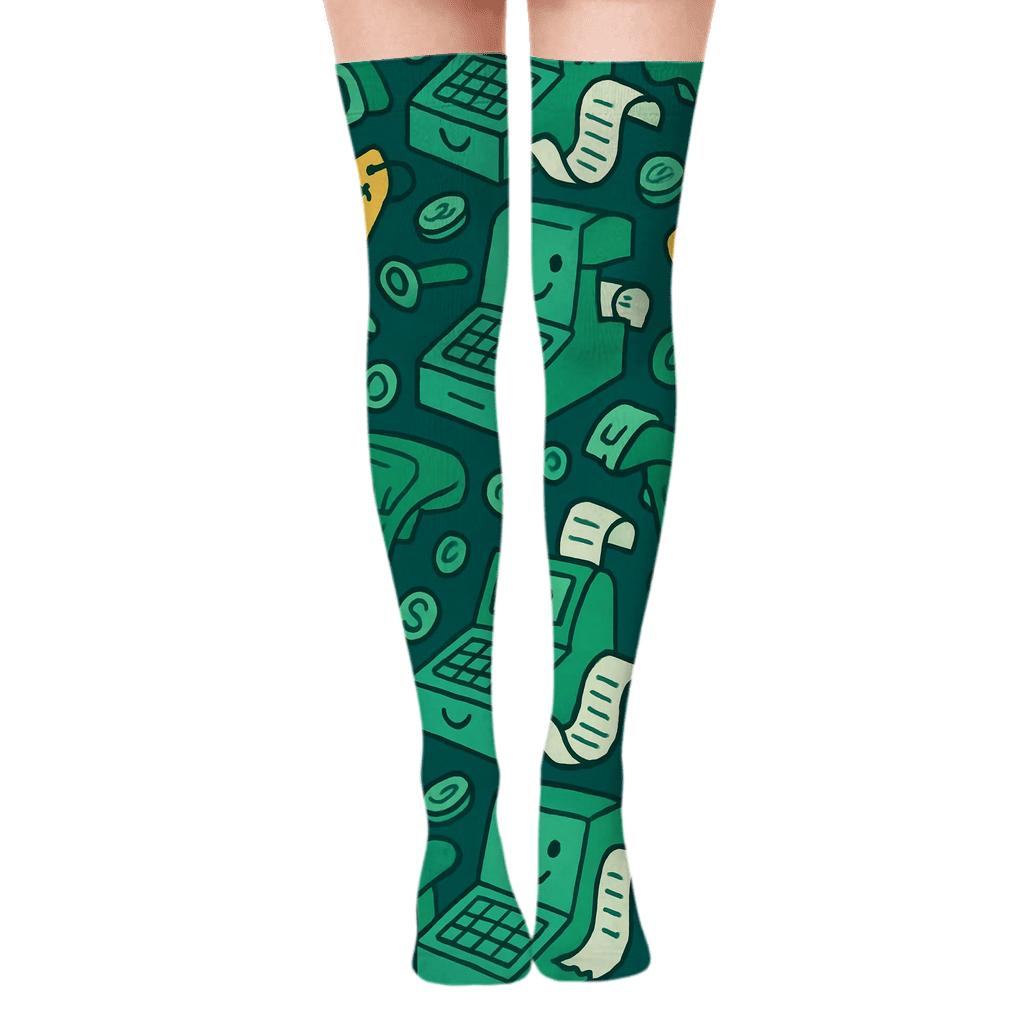 Cashier Checkout Carnival Tile personalized over-the-knee socks