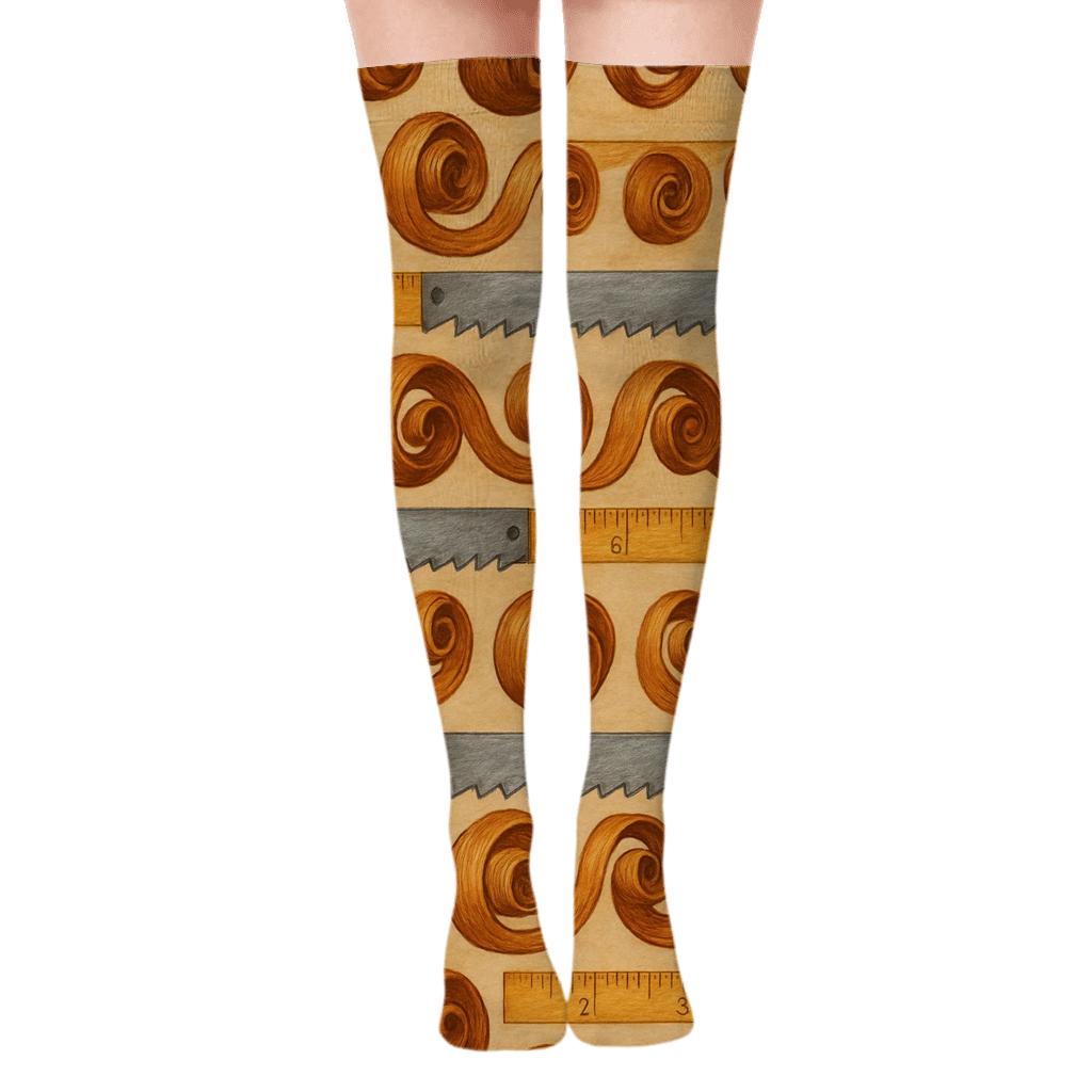 Carpenter-Grade Wood Shaving Spiral Bands soft everyday over-the-knee socks