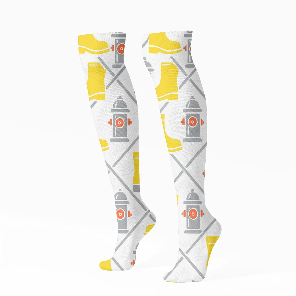 Turnout Boots And Hydrants In Fire Fighter Tessellation premium sports knee-high socks