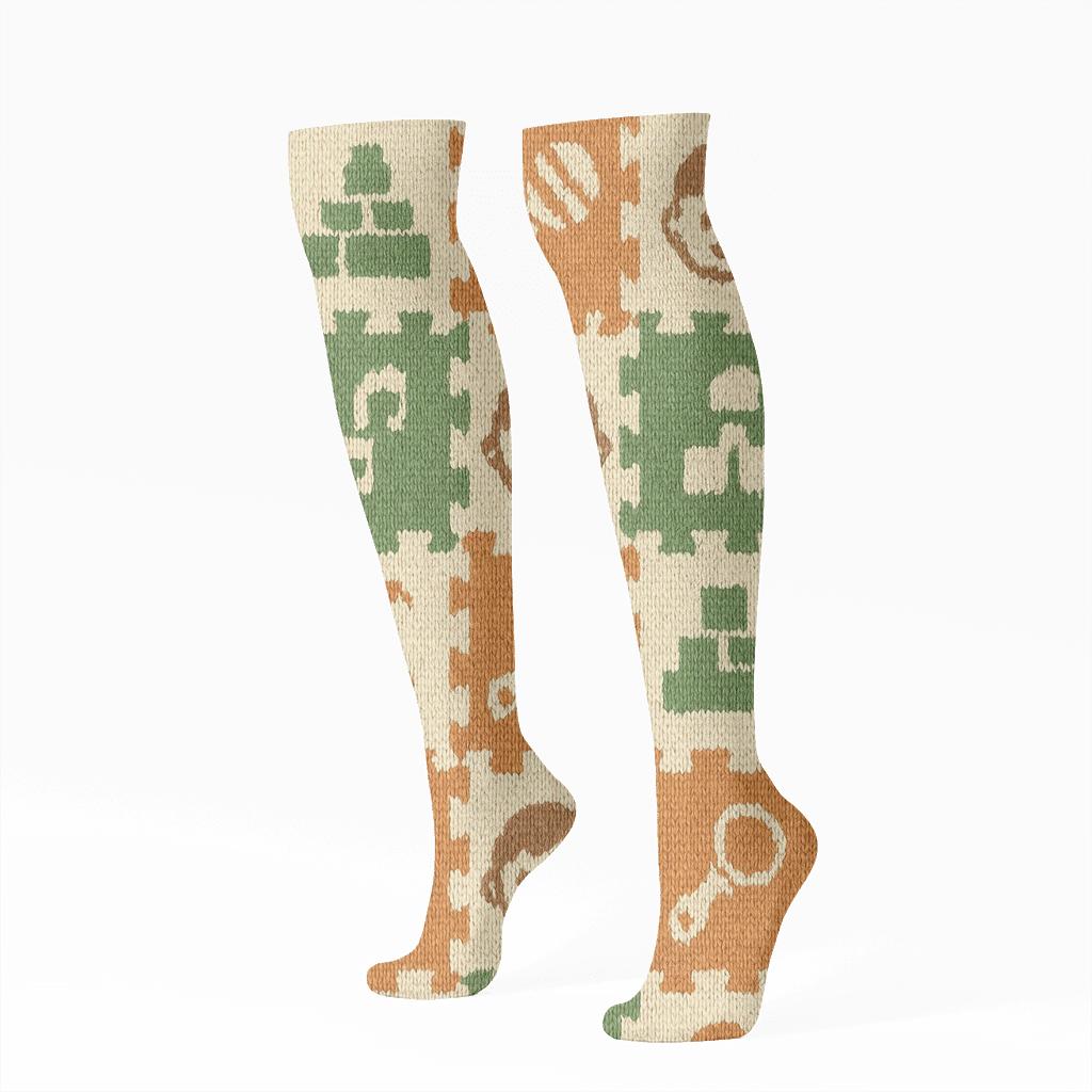 Knitted Childcare Worker Play Mat Tessellation trendy patterned knee-high socks