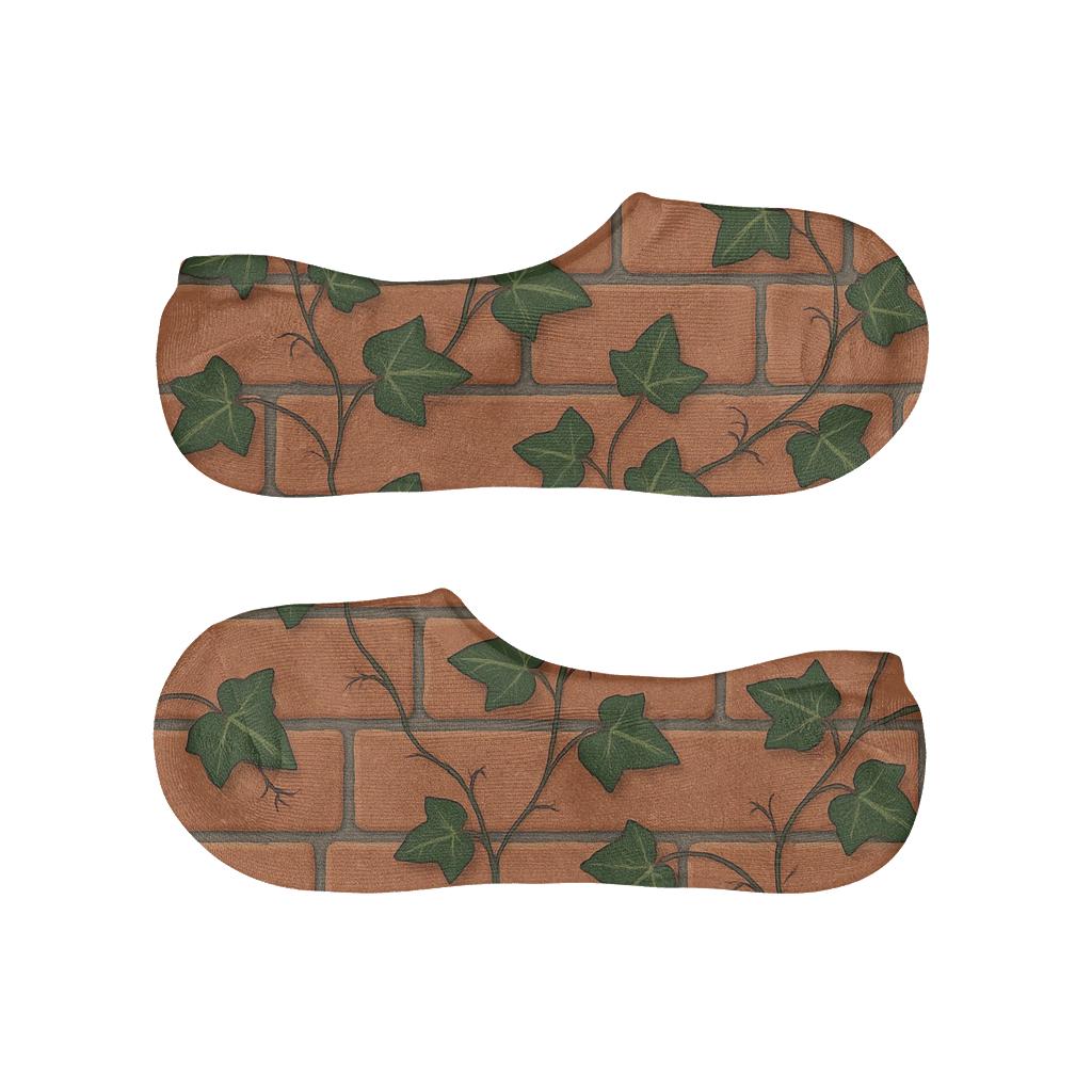Ivy Rootlet Brick Weave On Warm Terracotta comfortable invisible socks