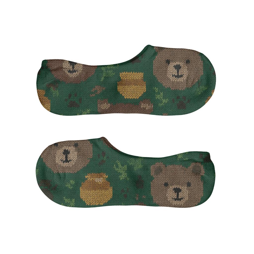 Knitted Illusion Honeycomb Bear Repeat trendy no-show sock styles