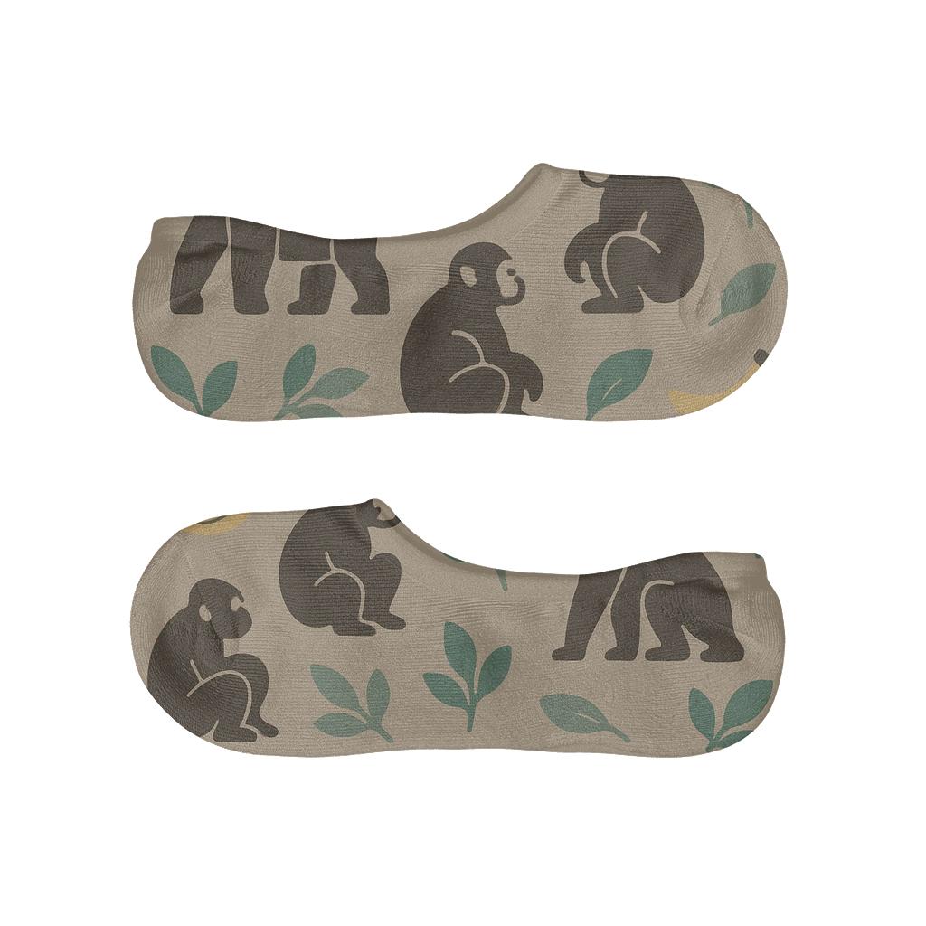 Botanical Grid With Ape Silhouettes custom no-show socks