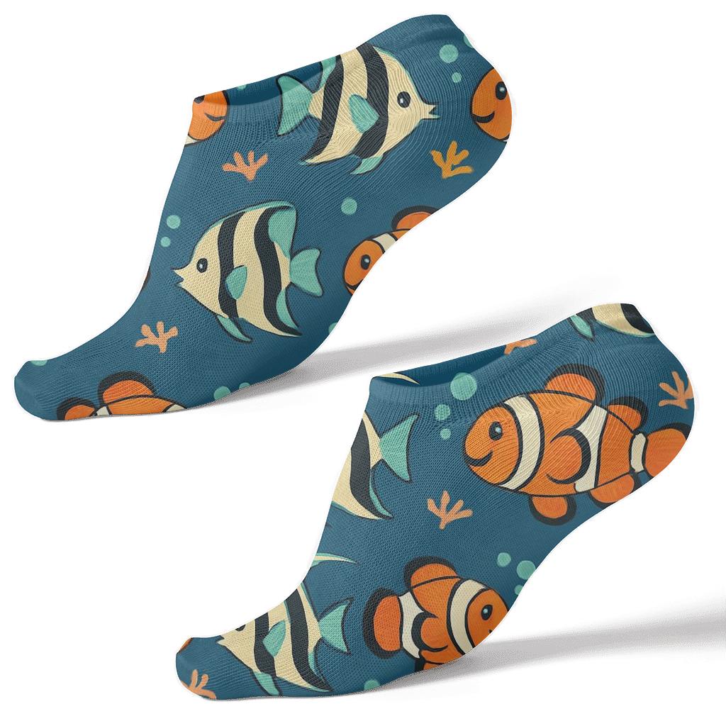 Reef Party Fish Band Mosaic custom ankle socks
