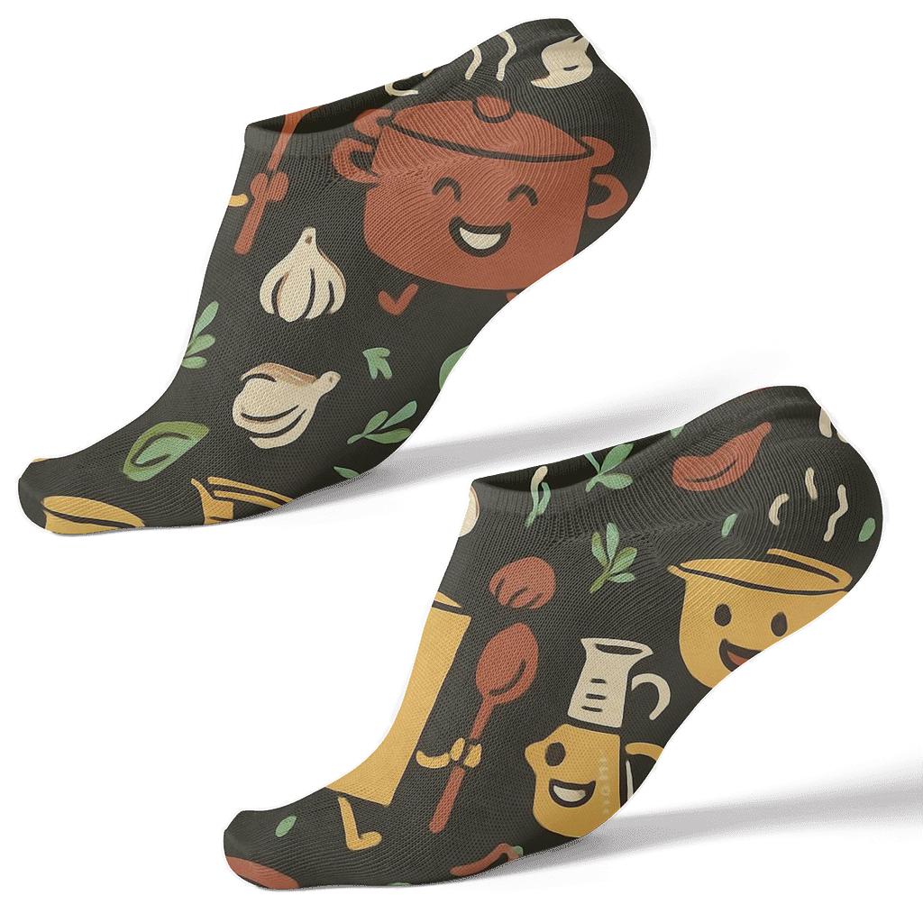 Recipe Book Parade With Cook Motifs personalized ankle socks