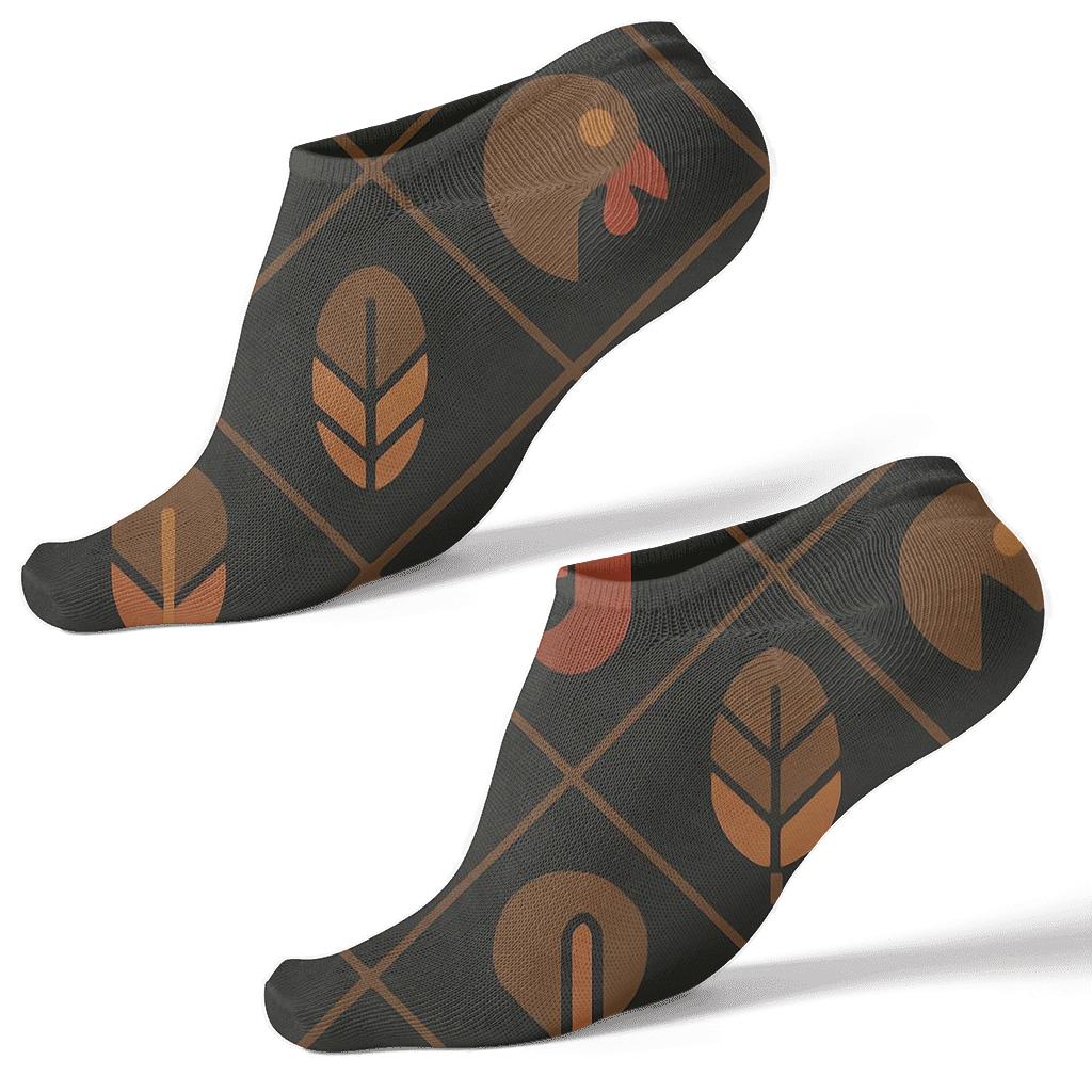 Minimalist Feather Tiles In Turkey Warm Brown premium sports ankle socks