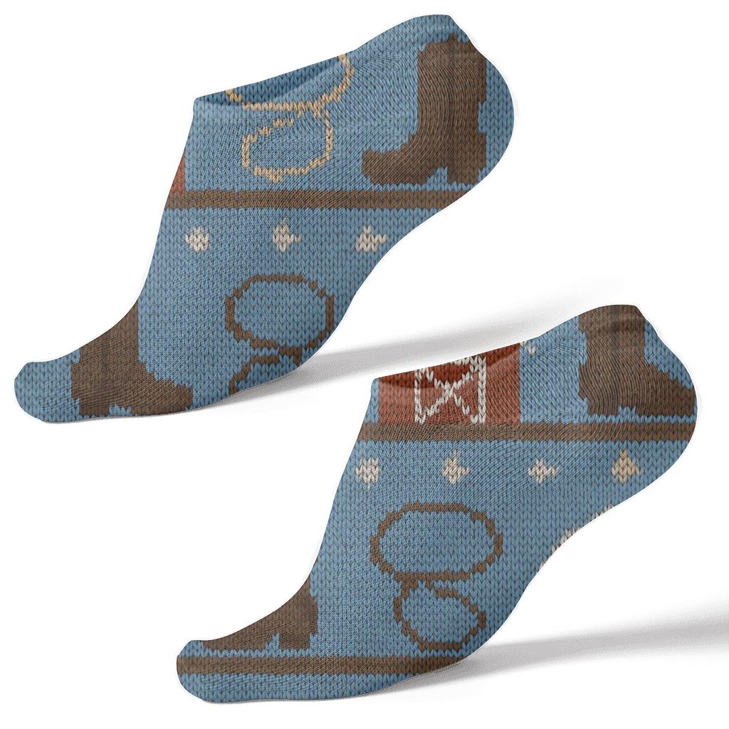 Quilted Barn And Boot Rancher Pattern Bands designer print ankle socks