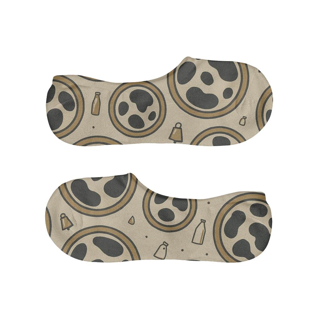Retro Dairy Label Spot Medallions breathable seamless no-show sockscustom no-show socks