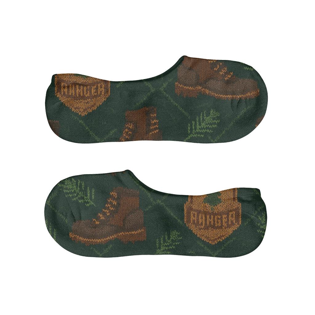 Knitted Illusion Park Ranger Badge Lattice custom no-show socks