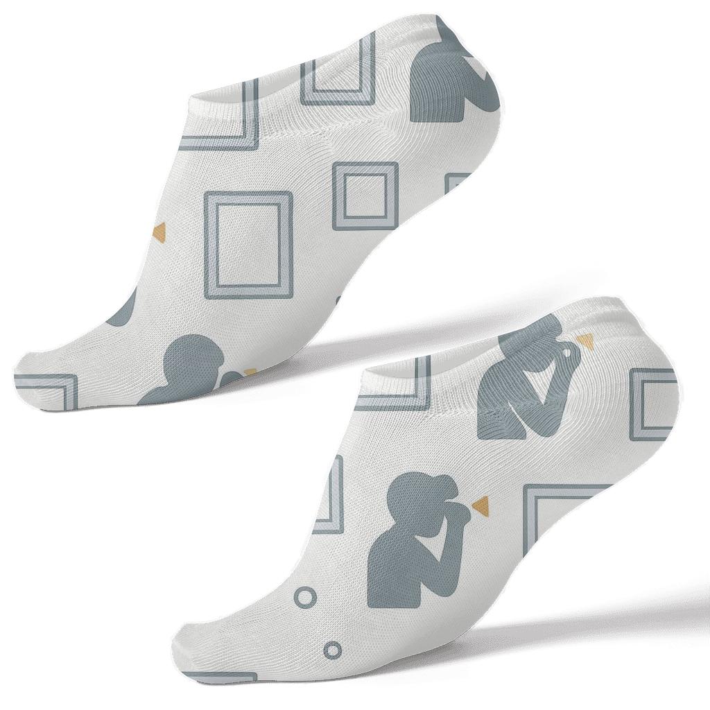 Photo Frame Rhythm With Photographer Silhouettes stylish athletic ankle socks