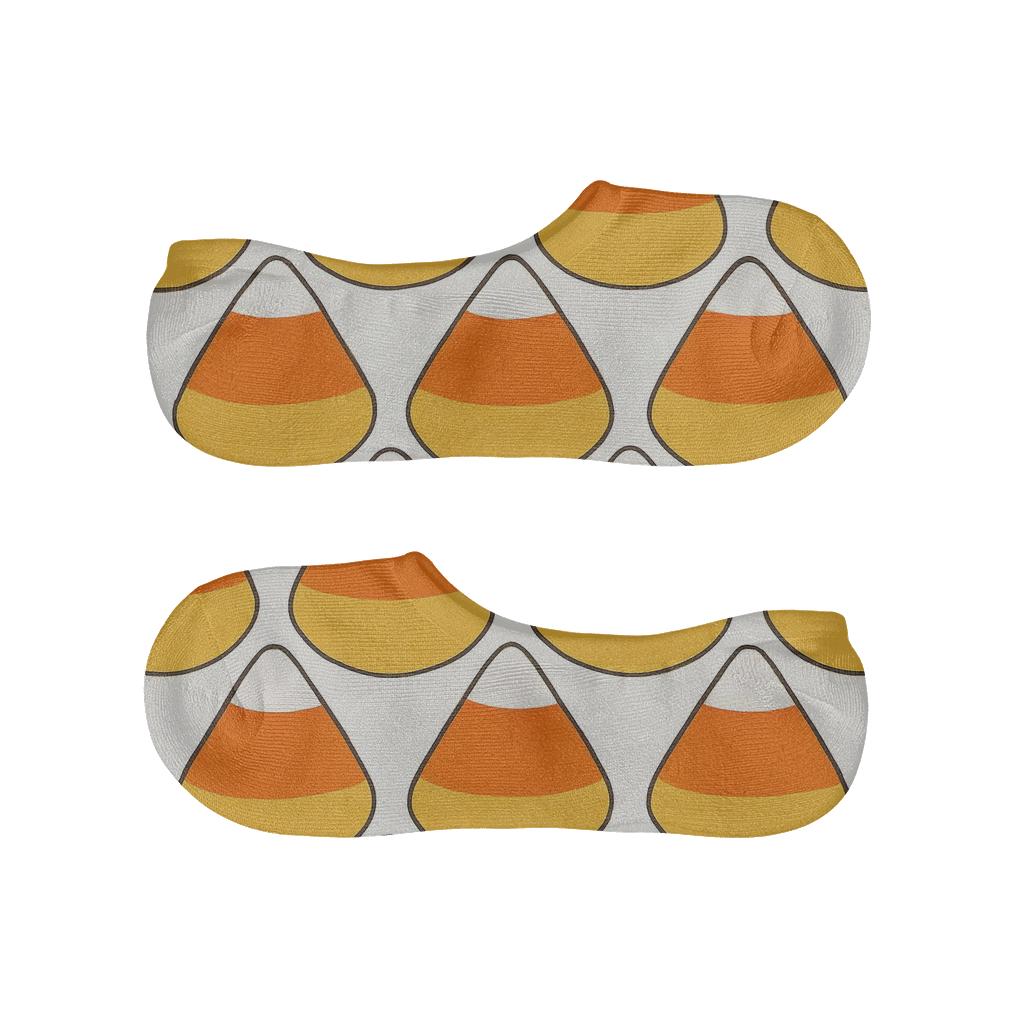 Orange Candy Corn Zigzag On White Background low cut no-show socks