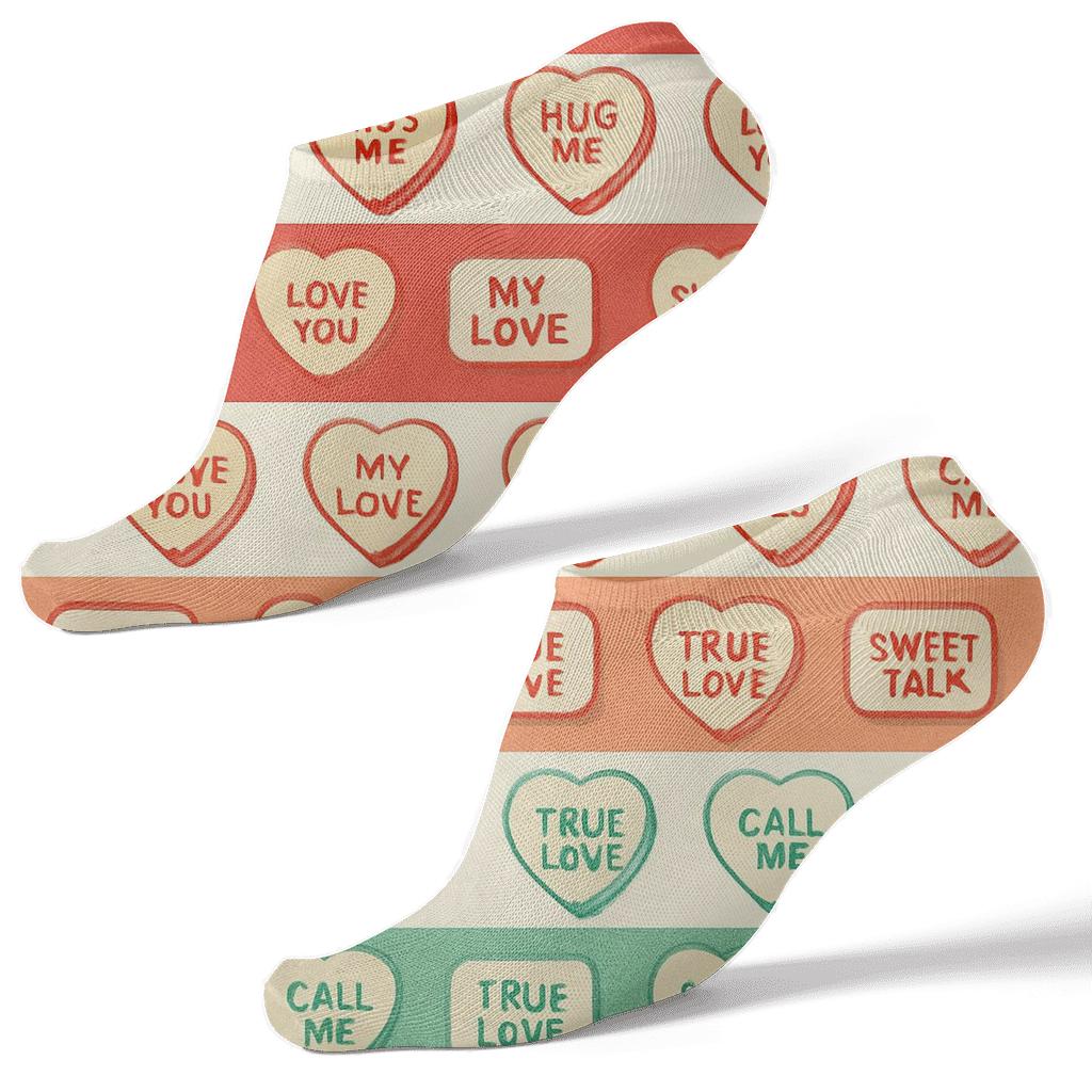 Vintage Candy Packaging With Candy Heart Stripe Bands trendy patterned ankle socks