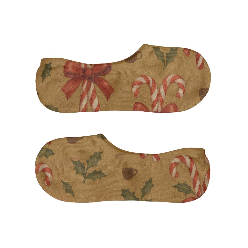 Painted Confection Study With Candy Canes Bouquet anti-slip no-show socks