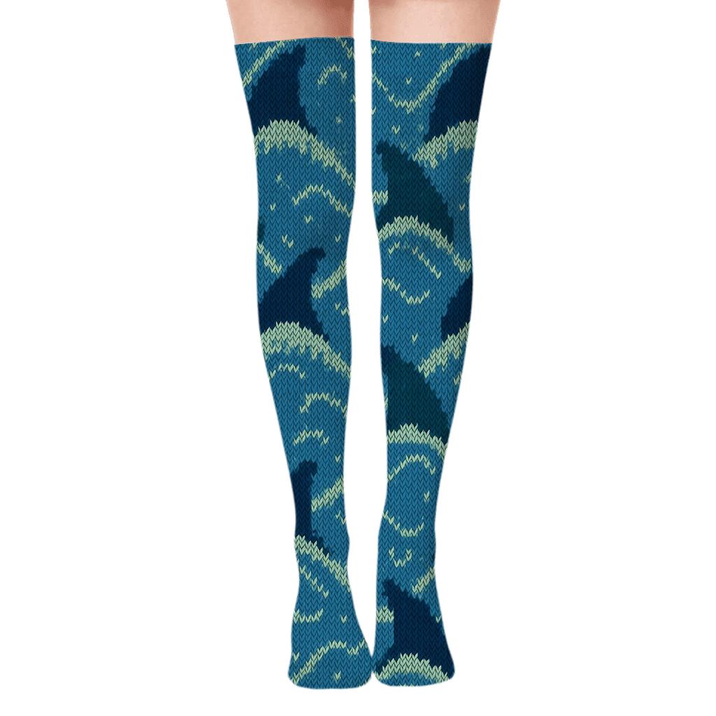 Shark Fin Chevron Knit Illusion soft everyday over-the-knee socks