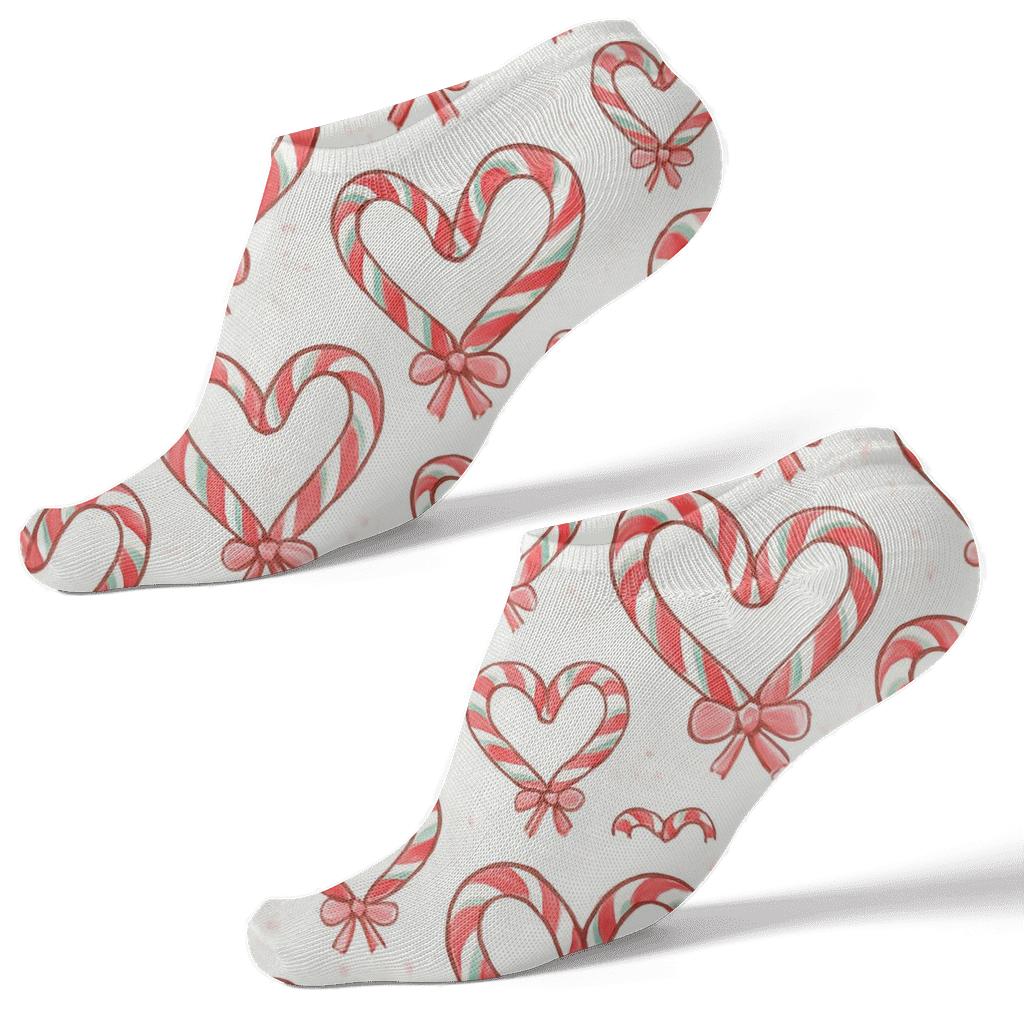 Candy Cane Hearts In Candy Canes Repeat personalized ankle socks