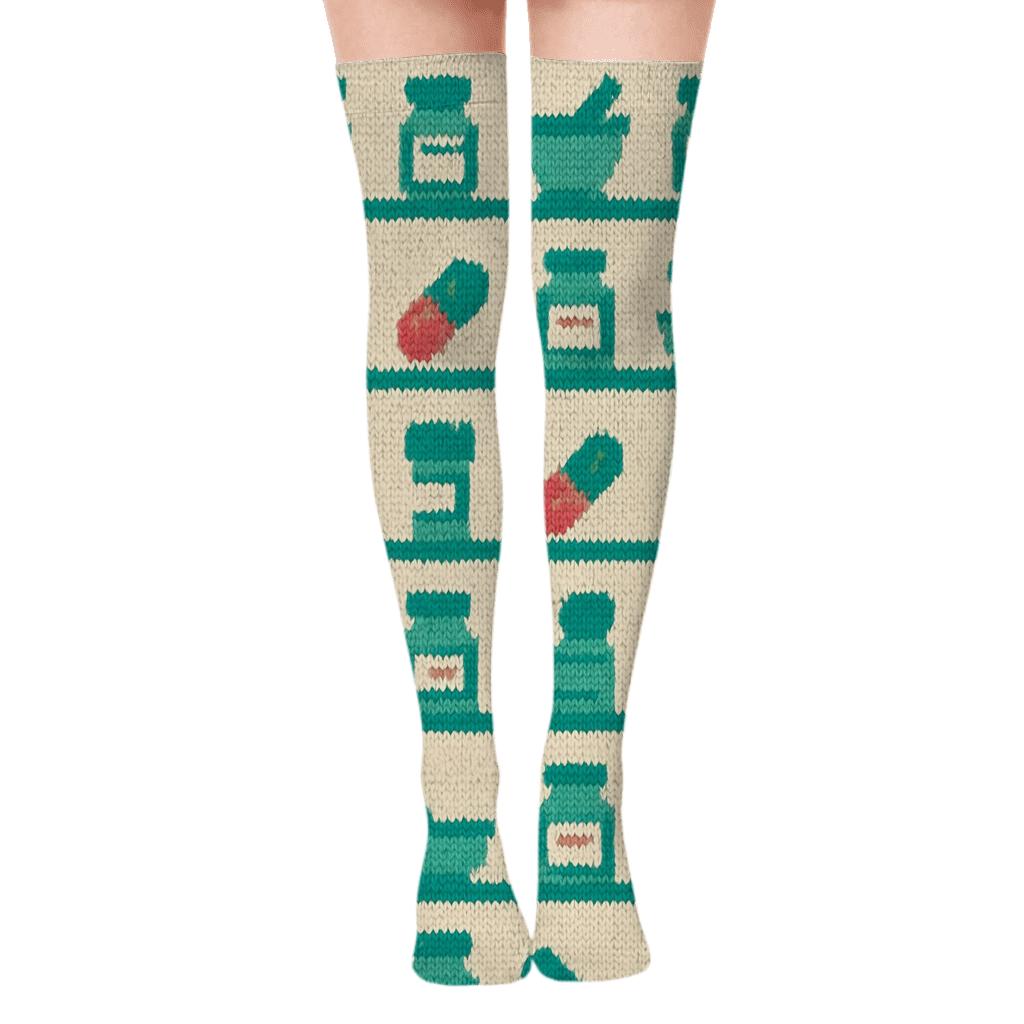 Knitted Pharmacist Shelf Bands stylish fashion over-the-knee socks