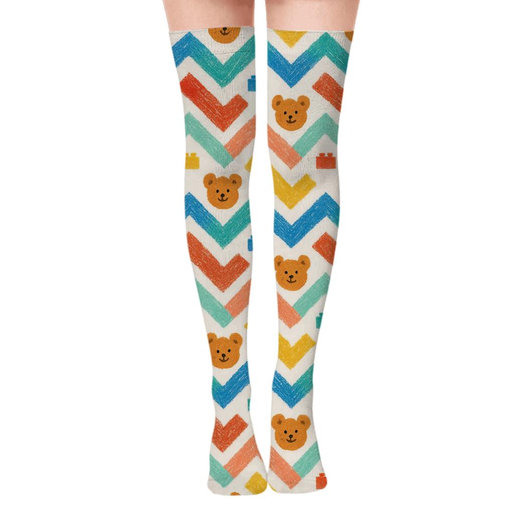 Crayon Chevron For A Childcare Worker Playroom stylish fashion over-the-knee socks
