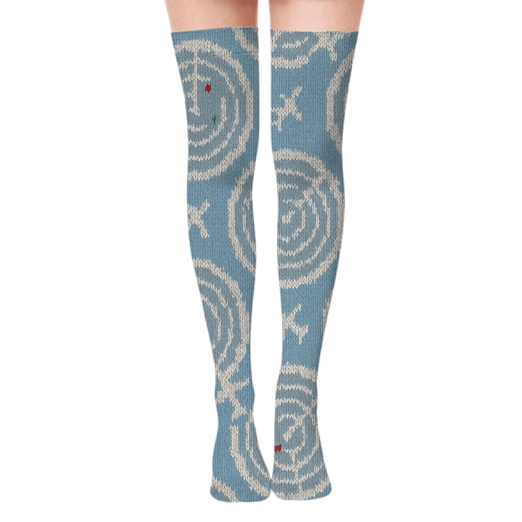 Knitted Illusion Radar Waves Air Traffic Controller Edition soft everyday over-the-knee socks