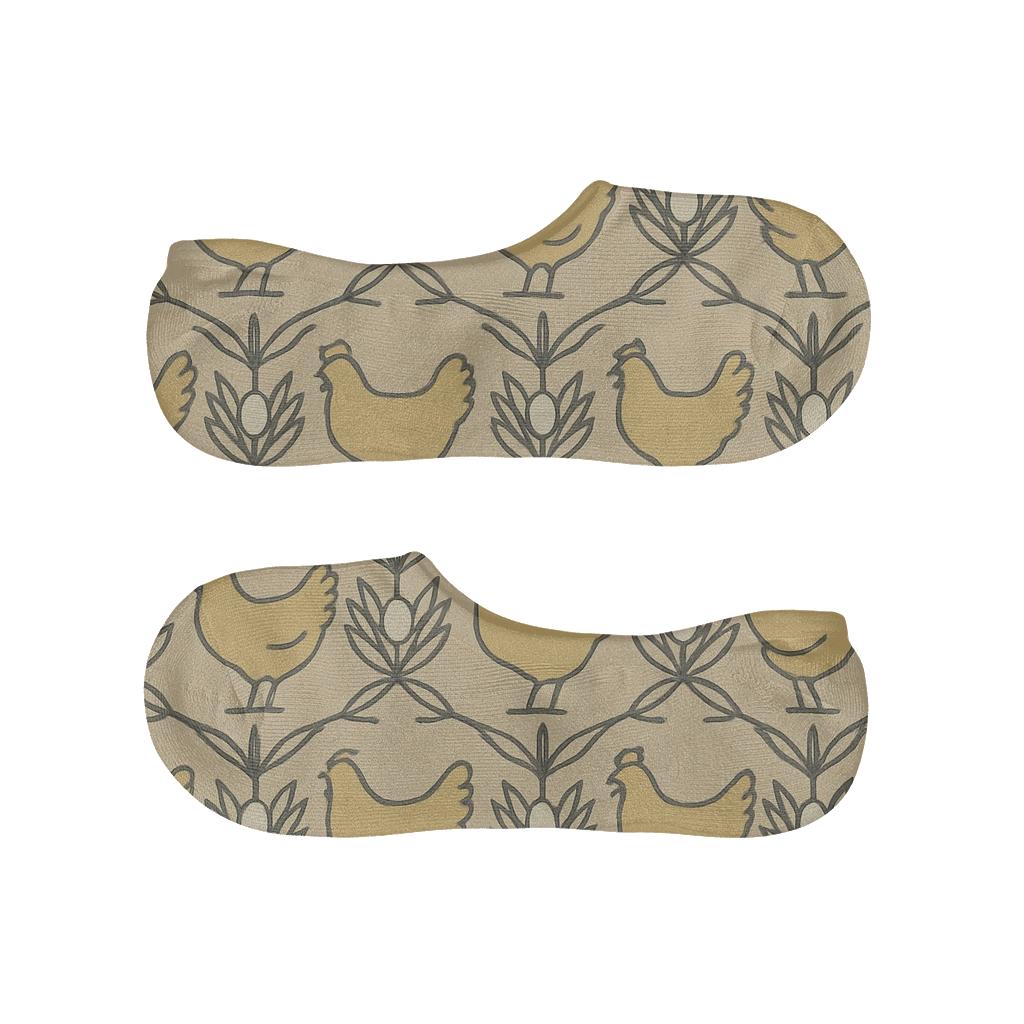 Feather Lattice With Chicken Silhouettes low cut no-show socks