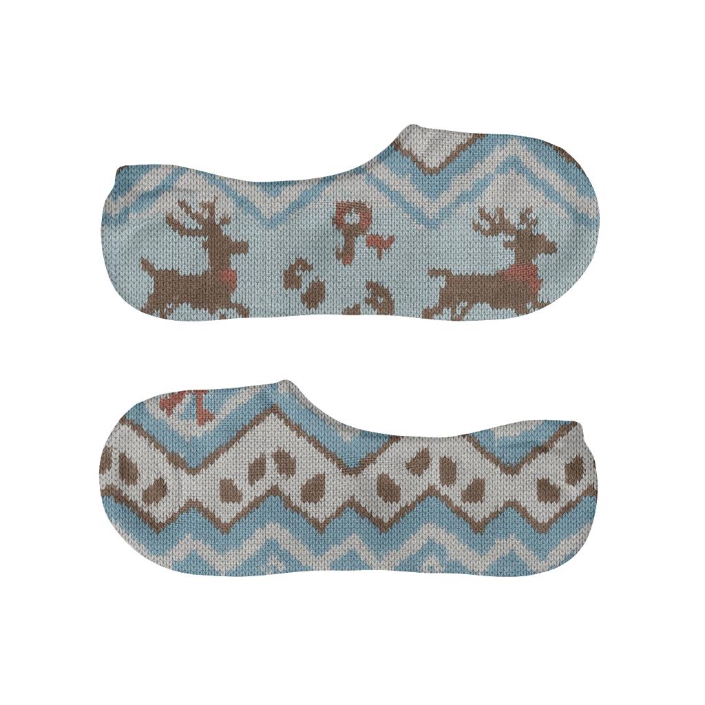 Hoofprint Chevron With Reindeer Parade Details personalized no-show socks