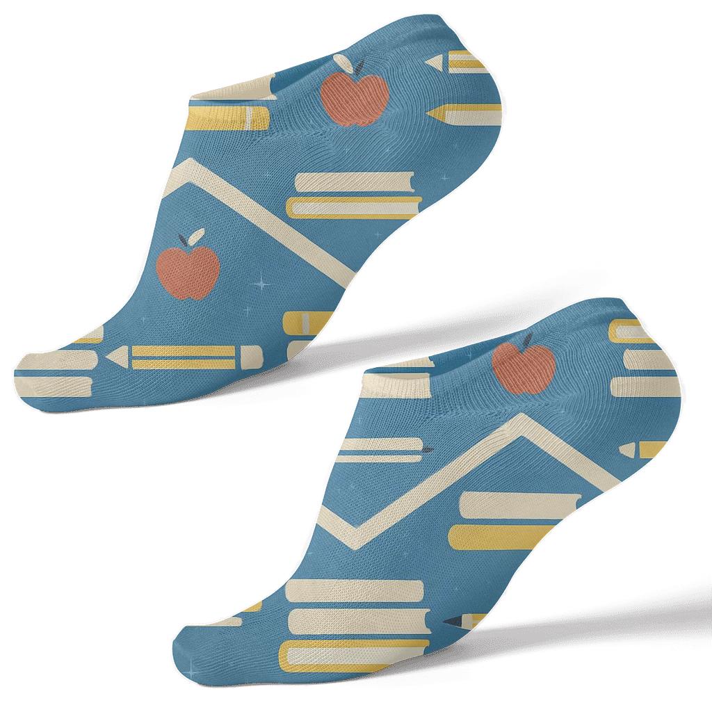 Book Chevron With Teacher Icons comfortable cotton ankle socks