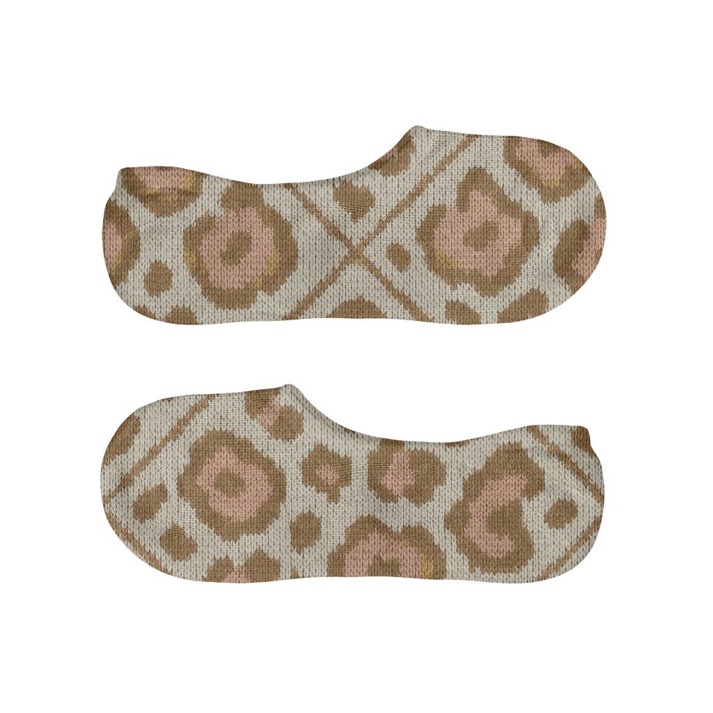 Blush Gold Knit Rosette Lattice On Ivory comfortable low-cut socks