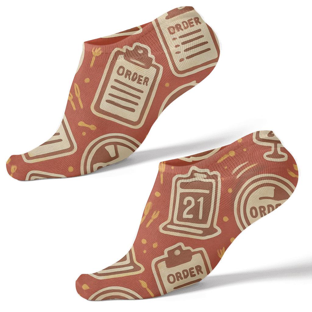 Restaurant Manager Order Wheel Tessellation In Tomato Red unique graphic ankle socks