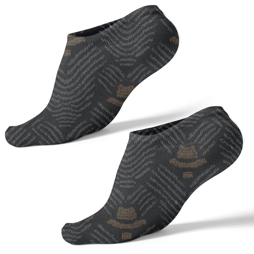 Police Detective Knit Illusion Fingerprint Chevron stylish athletic ankle socks