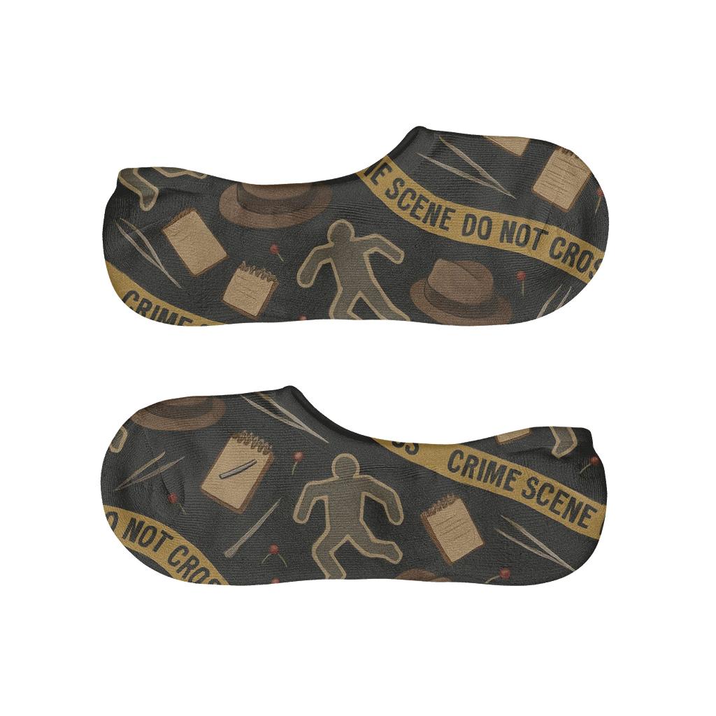 Crime Scene Investigator Tape Wave Collage anti-slip no-show socks