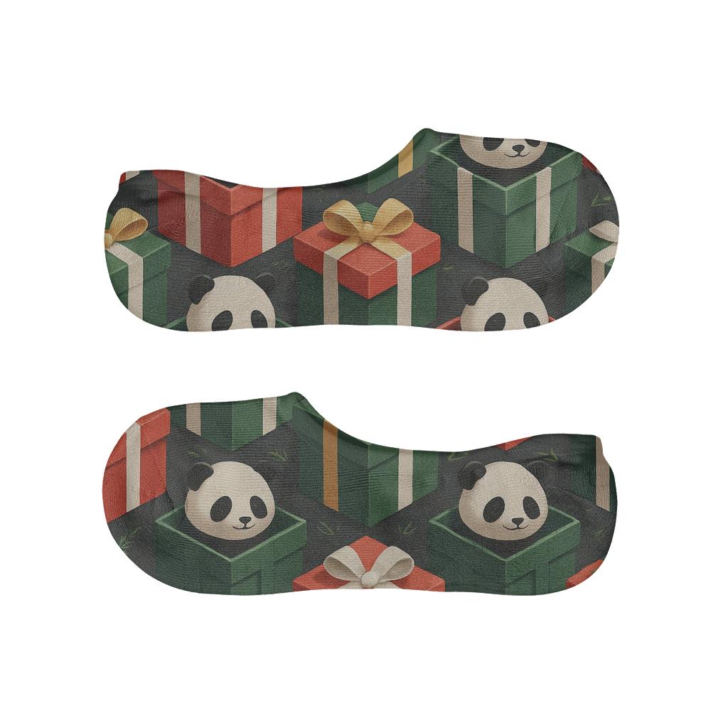 3D Gift Box Panda Cube Tessellation On Charcoal Background unique hidden socks