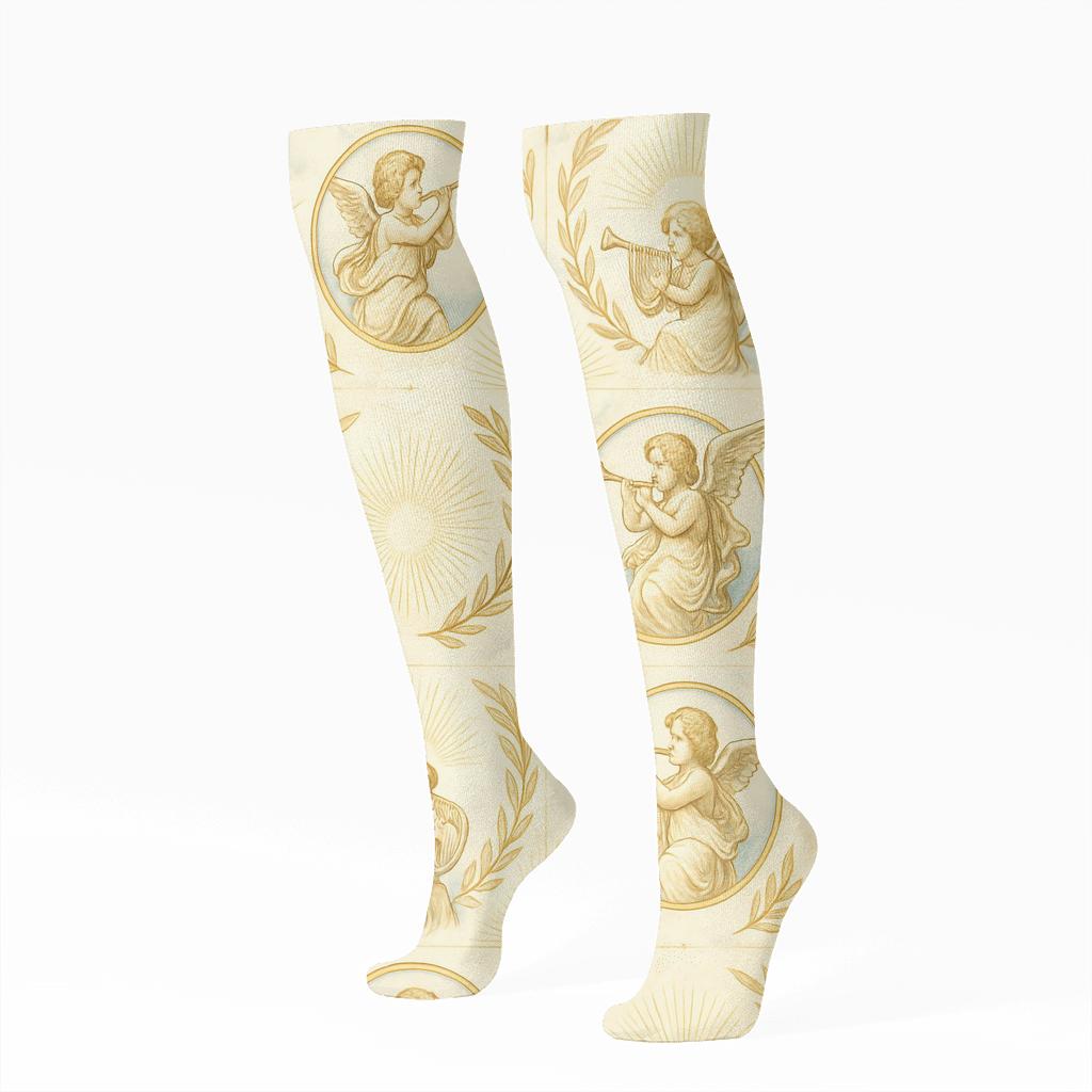 Angel-Chorus Tapestry Tiles premium sports knee-high socks