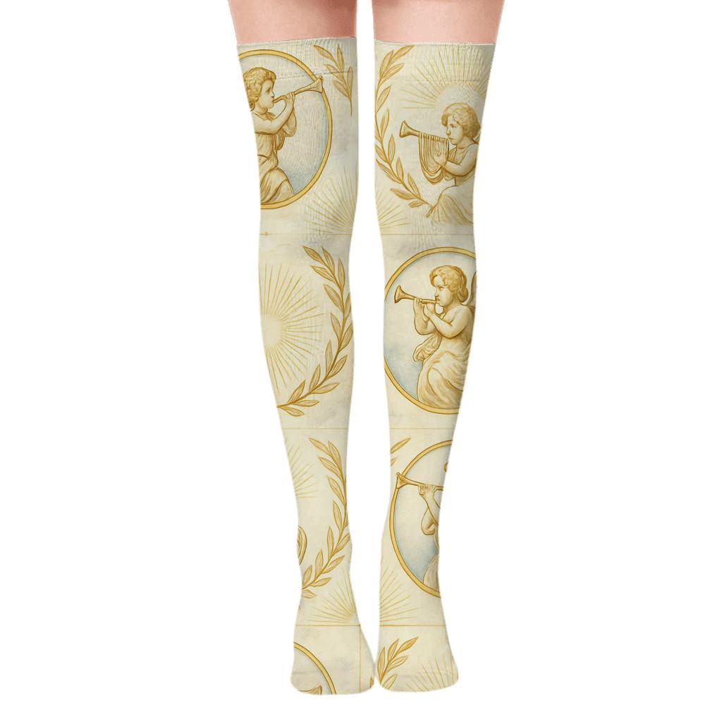 Angel-Chorus Tapestry Tiles stylish fashion over-the-knee socks