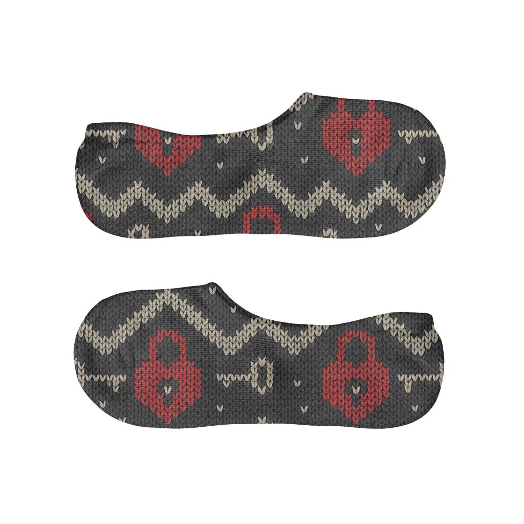 Valentines Heartshaped Lock And Key Knit Illusion Chevron trendy no-show sock styles