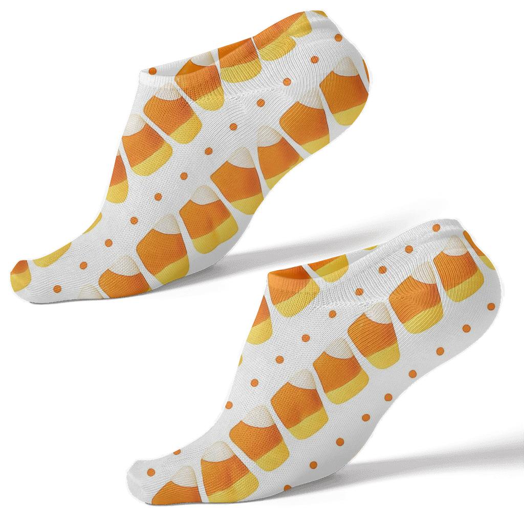 Orange Candy Corn Stair Step Stripe On White Background custom ankle socks
