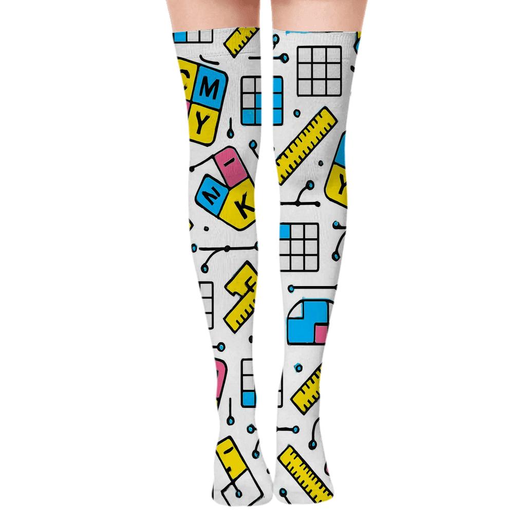 CMYK Constellation Grid For Graphic Designer premium cozy over-the-knee socks