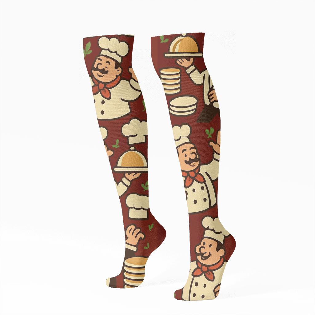 Restaurant Manager Checkerboard Service Parade comfortable cotton knee-high socks