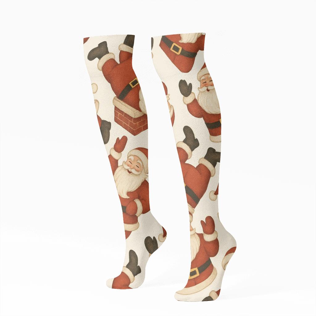 Vintage Santa Chimney Tessellation custom knee-high socks
