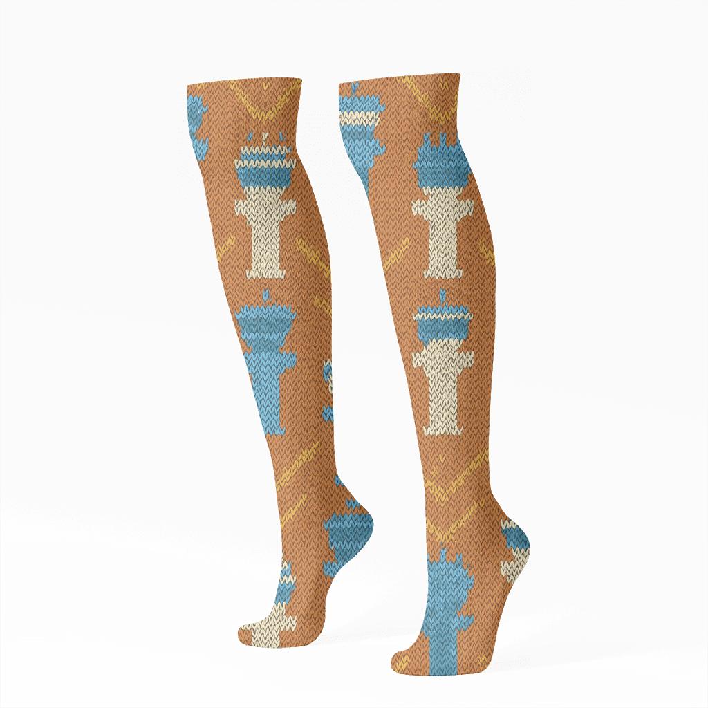 Control Tower Lattice With Air Traffic Controller Accents personalized knee-high socks