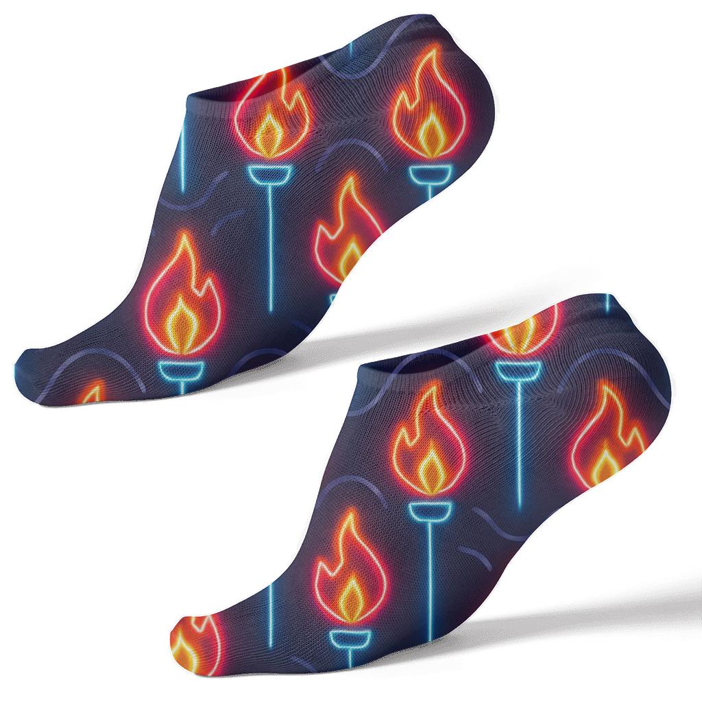 Neon Torch Chevron Parade On Midnight Navy designer print ankle socks