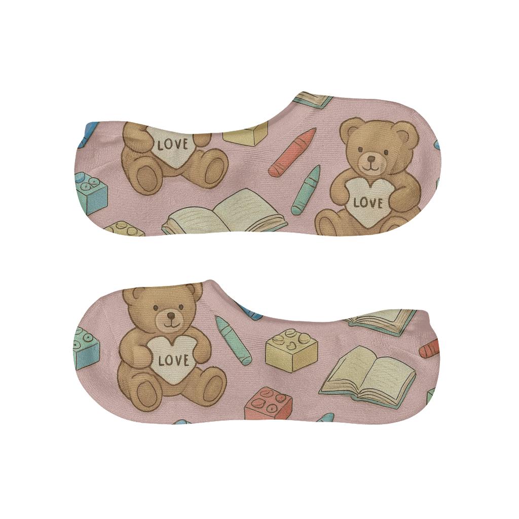 Playtime Collage For The Childcare Worker designer printed no-show socks