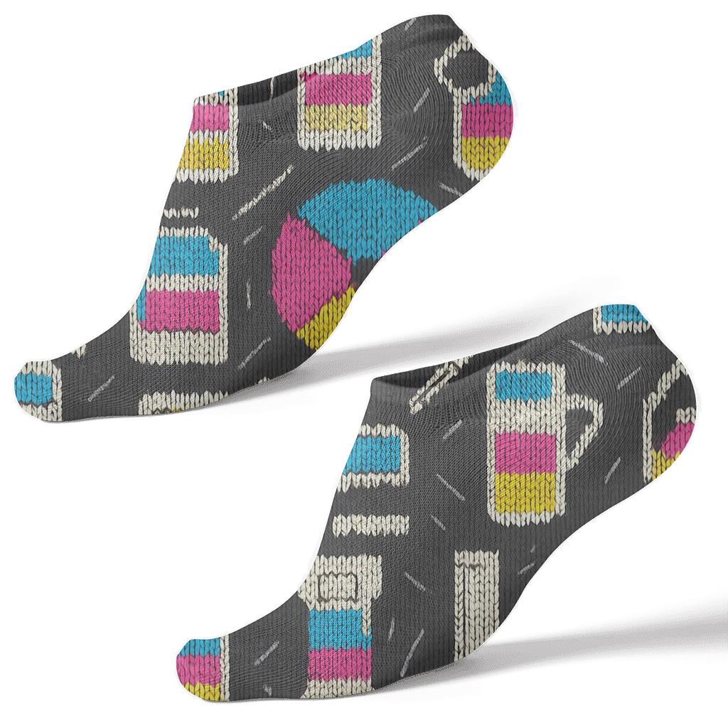 Knitted Illusion Color Wheel Graphic Designer Tiling unique graphic ankle socks