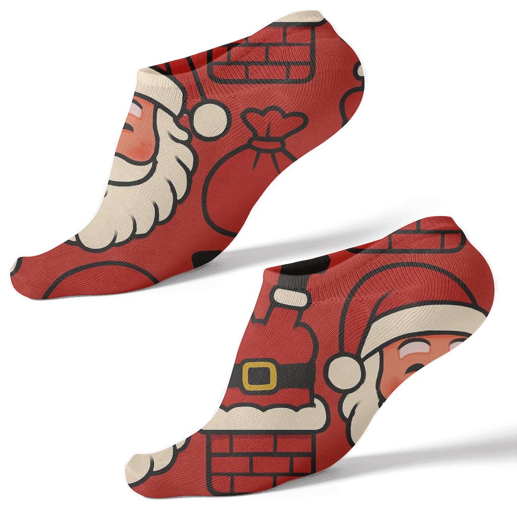 Bold Cartoon Santa Chimney Pop Repeat premium sports ankle socks