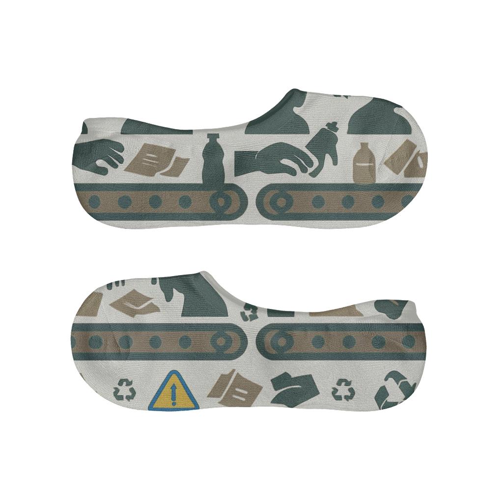 Industrial Collage Stripe Bands With Recycling Plant Worker custom no-show socks